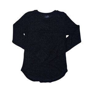 Warm Essentials By Cuddl Duds Long Sleeve Black Heathered Womens Top Size S.
